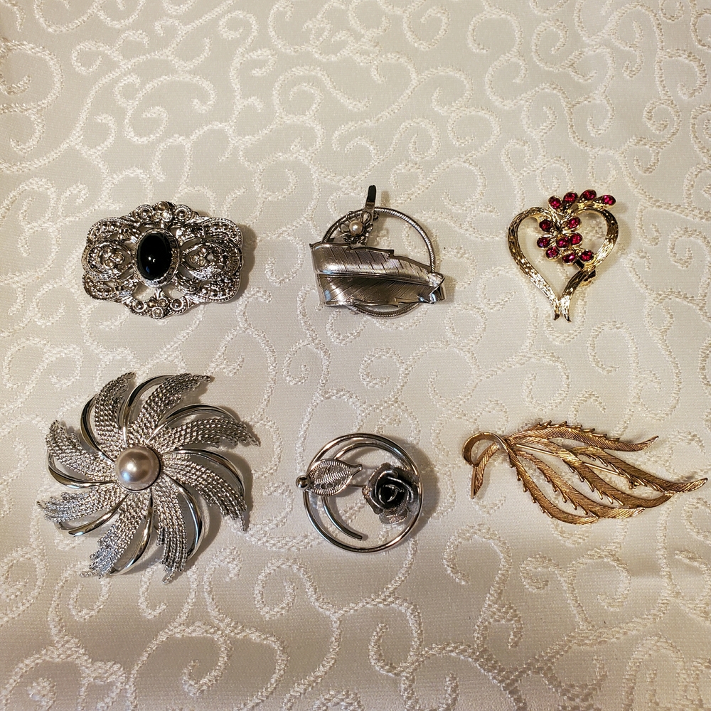 Vintage Metal Brooches - Silver & Gold Tones Sarah Coventry, Gerry's